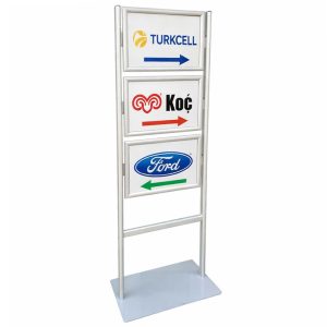 3 Katlı Sac Taban İnfo Reklam Panosu - Eloksal Alüminyum Poster Standı